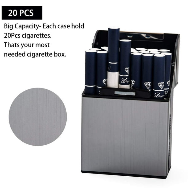 3 uds. Pitillera gris, caja de cigarrillos para hombre, soporte para  cigarrillos para mujer, estuche de aluminio, paquete de cigarrillos,  paquete de cigarrillos con cierre magnético JM