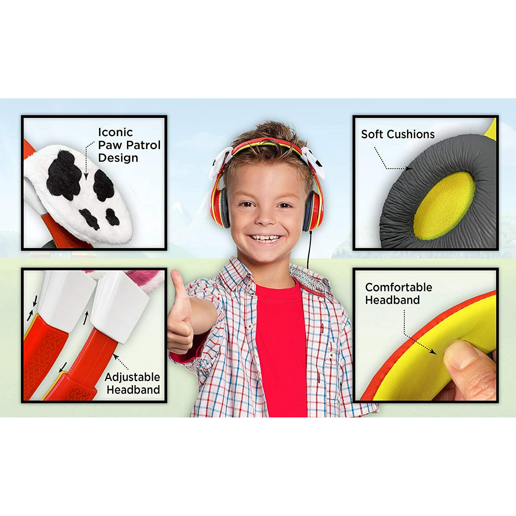 Auriculares Paw Patrol Marshall para niños, diadema ajustable, sonido