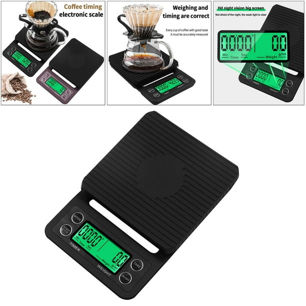 Báscula digital con temporizador, báscula de cocina de precisión portátil  de 2kg 0,1G báscula electrónica para cocina cafetería Barista hogar mayimx  escala de cafe