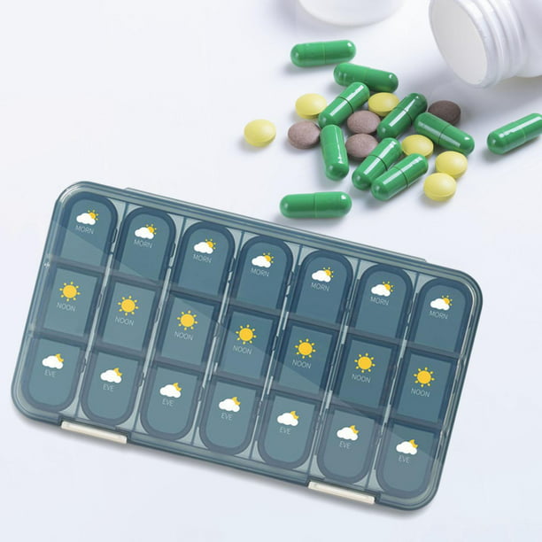  Organizador de pastillas de viaje, dispensador de medicina,  cajas de píldoras y organizador a prueba de humedad, soporte para  contenedor de vitaminas, 8 compartimentos grandes para medicamentos y  suplementos : Salud