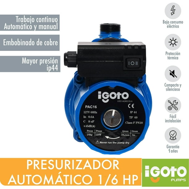 Presurizador automático 1/6 HP PAC16 iGoto - comerxsa