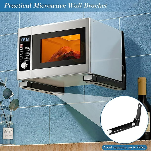 Rejilla de pared para horno microondas, rejilla negra para microondas,  rejilla para horno microondas de acero inoxidable, se adapta a todos los