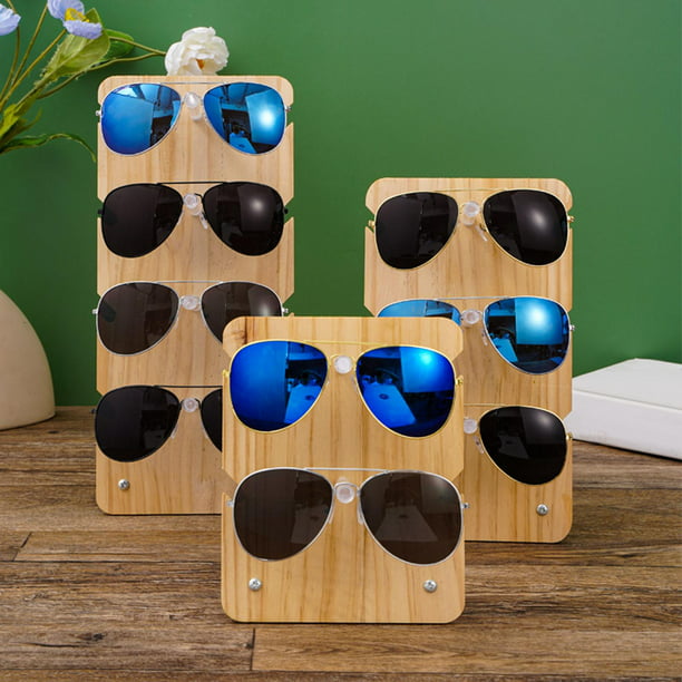  TOMYEUS Soporte para gafas, marco de lentes, soporte de  exhibición de lentes, soporte de exhibición de lentes de sol de madera de  pino, soporte de 10 estilos para gafas de sol (