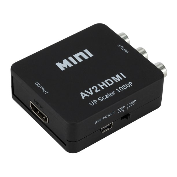 Convertidor Av A Hdmi, Adaptador Compuesto Negro