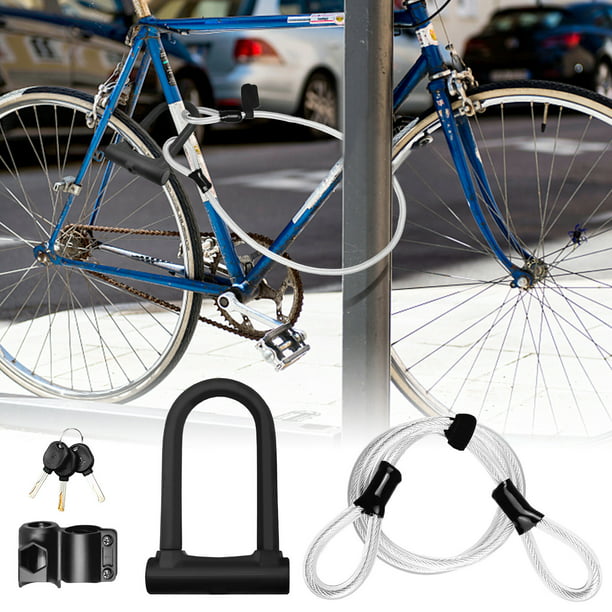  Candado en U para bicicleta con bloqueo en U resistente con  soporte de montaje para bicicleta antirrobo con bloqueo de combinación de  cables (color : juego de cerradura) : Deportes y