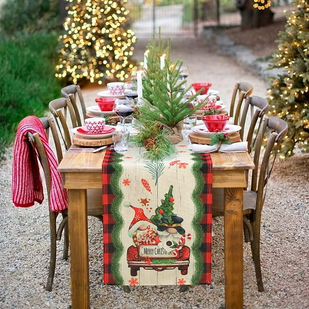 Camino de mesa navideño con muñeco de nieve, decoración navideña para mesa  de comedor y cocina, 13x72 pulgadas