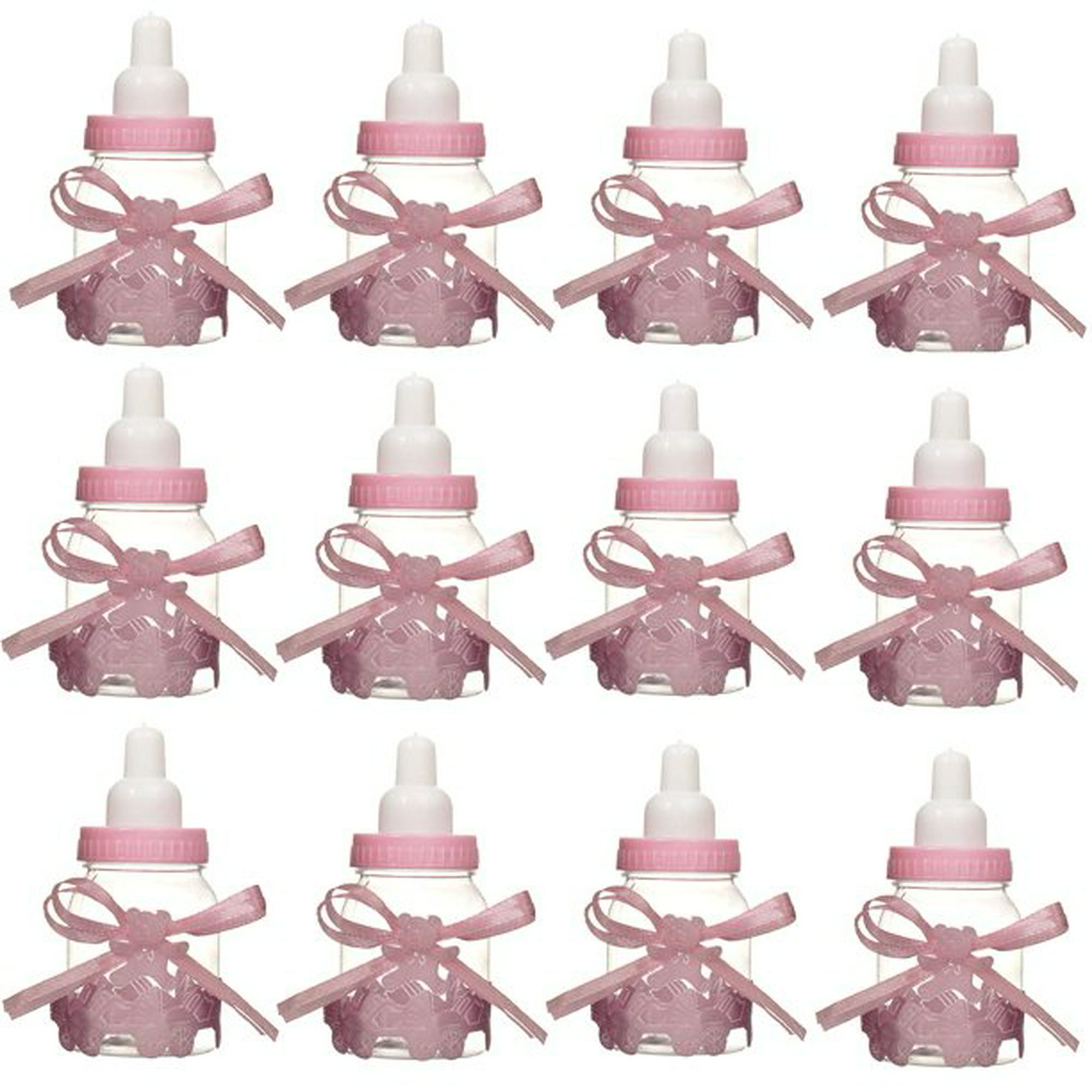  Mini biberones de plástico rellenables de 4.25 pulgadas, tapa  rosa a granel, 24 piezas para baby shower : Hogar y Cocina