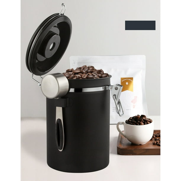 Recipiente portátil de material acero inoxidable para y granos con de datos  para cocina , , - Negro perfecl Bote de café hermético