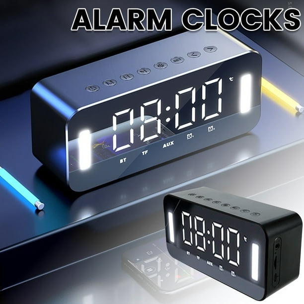 Reloj despertador digital con altavoz Bluetooth, pantalla de espejo de  carga USB, reloj de escritorio para dormitorio, reloj despertador  inteligente