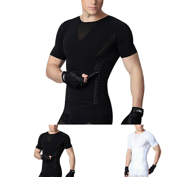 Camisetas cortas moldeadoras para hombre, paquete de 1/2 unidades, camiseta  de compresión para el pecho, faja moldeadora de alto soporte, corsé para