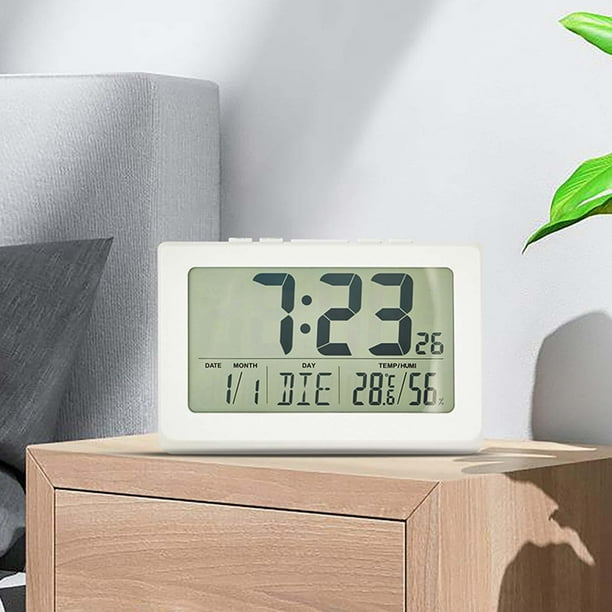 Reloj despertador digital multifuncional, reloj de mesa LCD de con fecha de  semana moderna para comedor, decoración del hogar, regalo Blanco perfecl Reloj  digital
