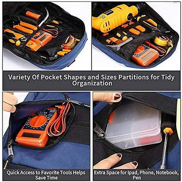 Bolsa de herramientas para electricista, mochila para herramientas de  servicio pesado, organizadores de mochila para herramientas, mochila de  trabajo con múltiples bolsillos, compatible con Klein Tool Feliz Sencillez