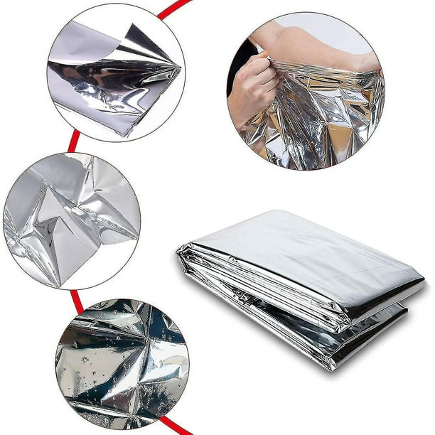 Manta de emergencia de supervivencia | Mantas térmicas de Mylar de aluminio  de 63 x 87 pulgadas (paquete de 10) | Big Double Sided Escape Tact Bivvy