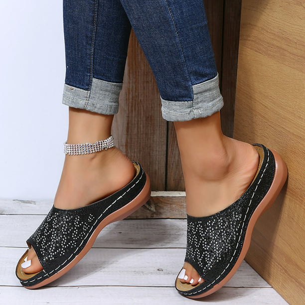 Zapatillas de tacón de para mujer de verano, sandalias, zapatos de mujer tallados fondo grue ytu3232 | Bodega Aurrera en línea