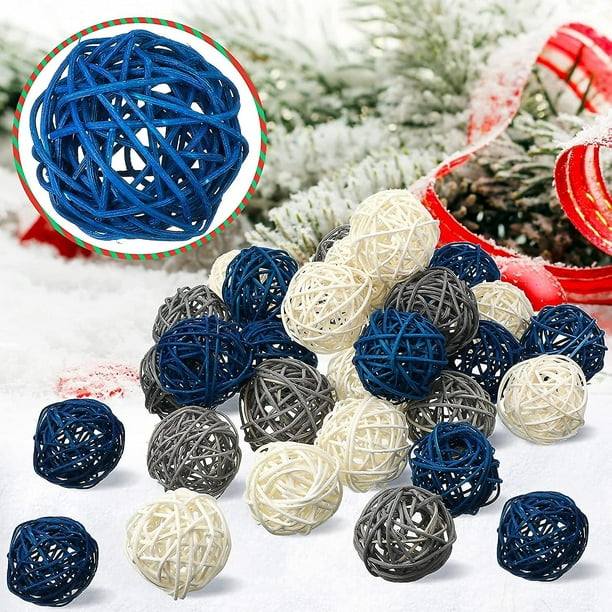 Blue Donuts Bolas decorativas para cuencos y bolas decorativas para  rellenos de cuencos de centro de mesa, bolas de mimbre de ratán surtidas,  bolas de