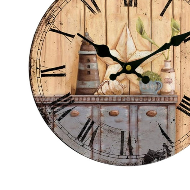  HQF Eruner - Reloj de pared de madera rústico, estilo retro  antiguo, de 12 pulgadas, relojes para cocina, pared, sala de estar, sala de  belleza, reloj de pared de oficina recién