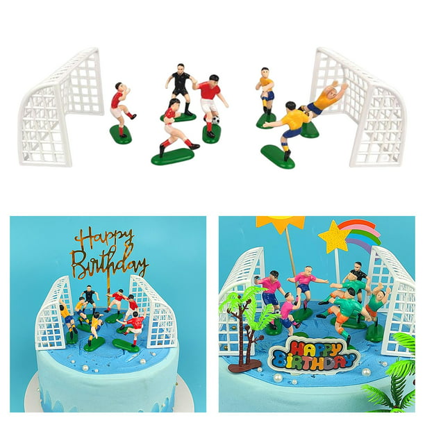 Adorno de decoración para pastel de cumpleaños de niño, camiseta de fútbol  con pegamento suave, juegos