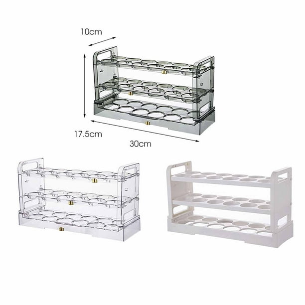 Organizador de huevos enrollable, dispensador de huevos de 2 niveles,  bandeja de huevos de ahorro de espacio para refrigerador y armario de  encimera