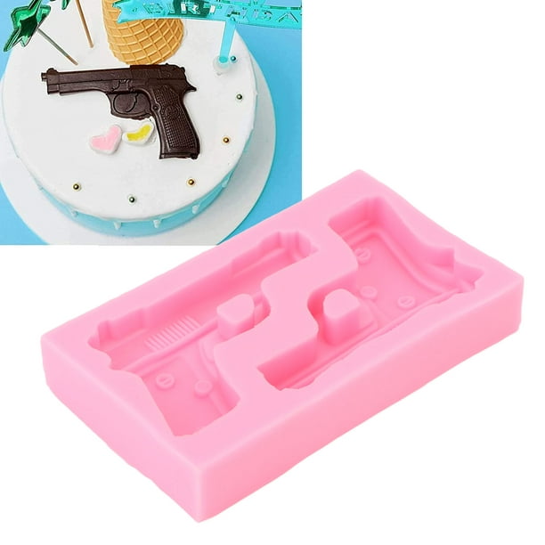 Pistola de pistola 3D, molde de silicona suave, para decoración de tartas,  fondant, azúcar, moldes para manualidades, caramelo y chocolate
