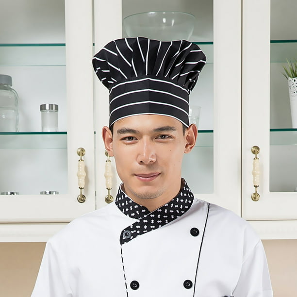 2 Piezas Gorro Cocina Mujer Chef Hat Negro Ajustable Catering