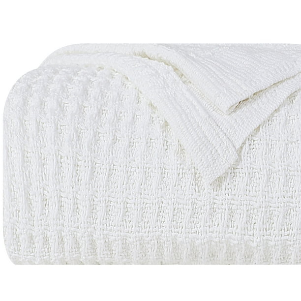  Manta de cama de tamaño Queen suave y ligera con tejido de  gofre blanco, 90 x 90 pulgadas, 100% algodón, manta de viaje, manta para  sofá, cama, sofá : Hogar y Cocina