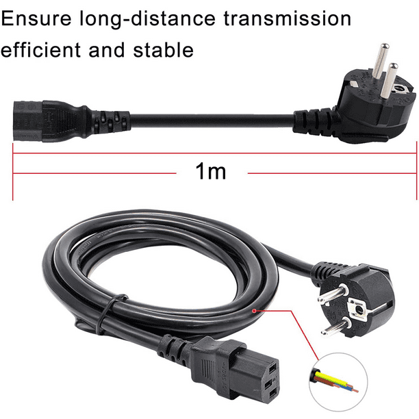 Cable de alimentación Cable de alimentación Cable de enchufe europeo Cable  IEC de 3 pines para PC, monitor, impresora, PS3 / PS4 Pro, escáner, TV  Ormromra 2035453-1