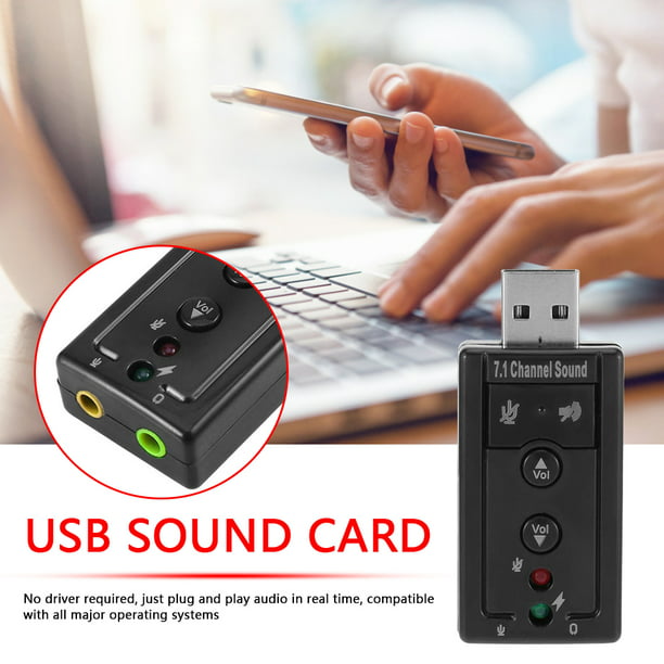 Tarjeta sonido 7.1 canales USB Plug & Play + control volumen