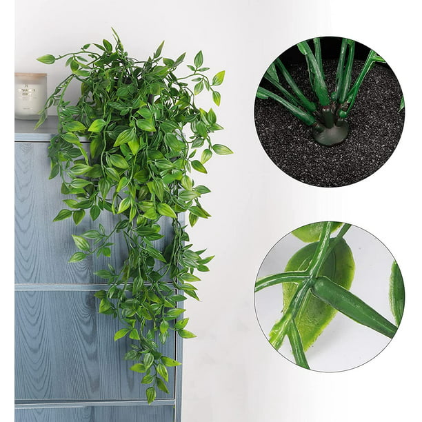 Plantas colgantes artificiales pequeñas plantas falsas en maceta, plantas  de vid en maceta de imitación con cubierta de goma para interiores y