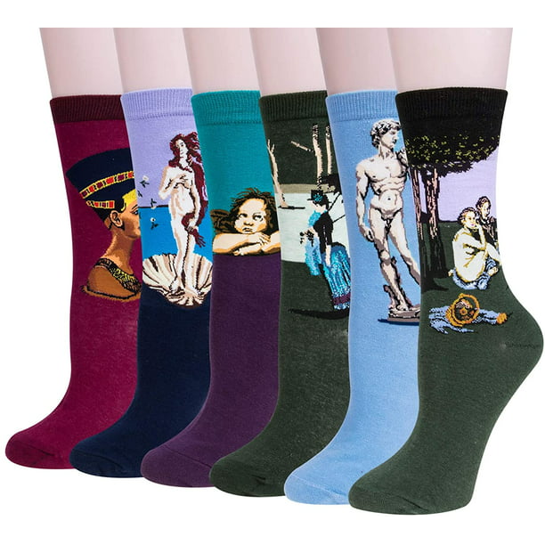 4-6 pares de calcetines divertidos para mujer, calcetines de arte  estampados con pintura famosa e im Zhivalor Teteras y Hervidoras