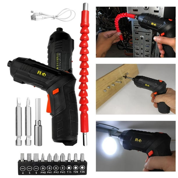 NoCry Destornillador eléctrico de grado comercial inalámbrico con luz LED  incorporada, kit de destornilladores inalámbricos con 31 puntas de  tornillo