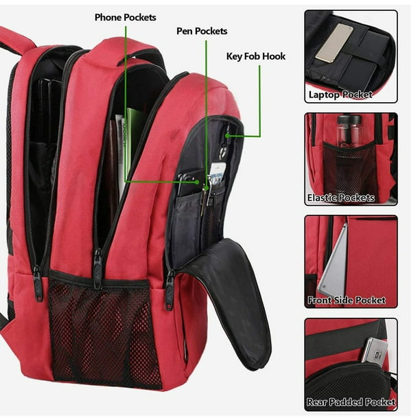 Mochila de viaje para computadora portátil Mochila para juegos Mochila de  negocios repelente al agua Mochila elegante para computadora portátil, Rojo