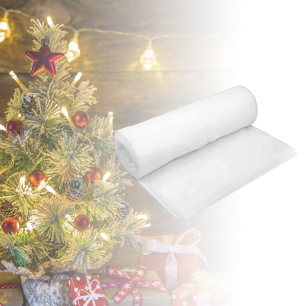 Manta de nieve de algodón artificial (133.8 x 15.74 pulgadas x 3 rollos),  manta de nieve falsa para interiores para decoración de Navidad