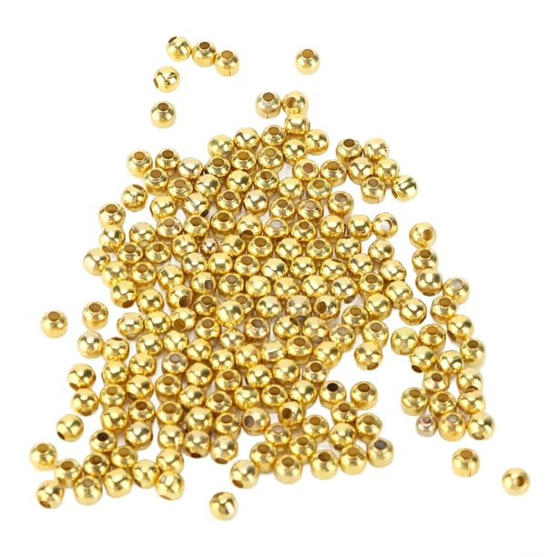 Cuentas espaciadoras de bolas de metal de oro rosa de calvas de 4/6/0.315  in huecas con agujero grande para hacer pulseras o collares Z854