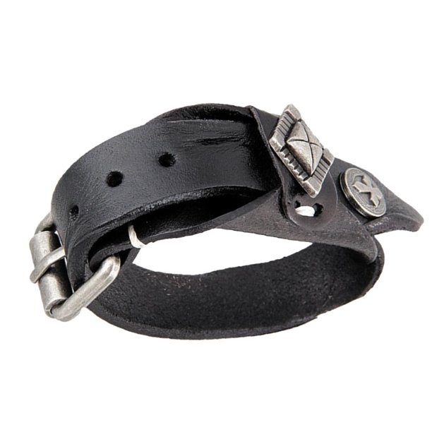 PU pulsera de cuero brazalete pulsera Cruz Pin Stud accesorios Negro jinwen  Pulsera Steampunk