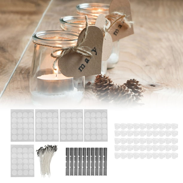 Kit para hacer velas 260 piezas Juego de velas artesanales de bricolaje con  100 mechas blancas comunes para velas 100 cintas adhesivas de doble cara