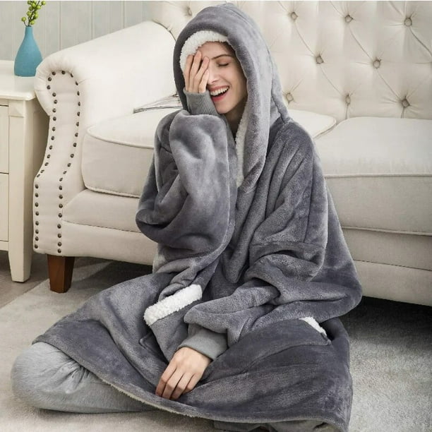 Sudadera manta cálida larga con capucha para casa de Selmark