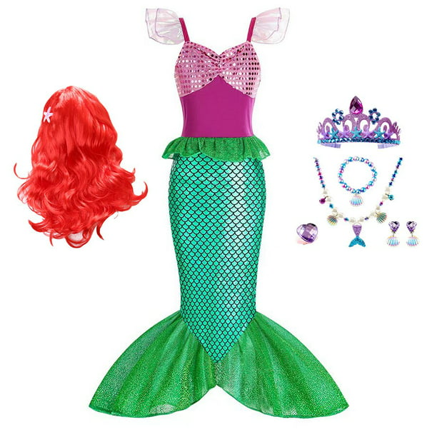 Disfraz de sirenita para niñas, vestido de princesa Ariel, Halloween,  Carnaval, fiesta de cumpleaños zhangmengya unisex