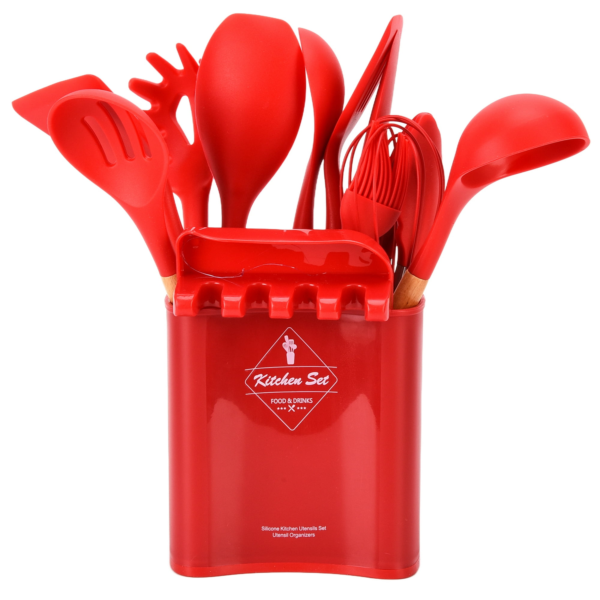 Juego de utensilios de cocina de silicona – 446 °F resistentes al calor  utensilios de cocina, pinzas giratorias, espátula, cuchara, cepillo,  batidor