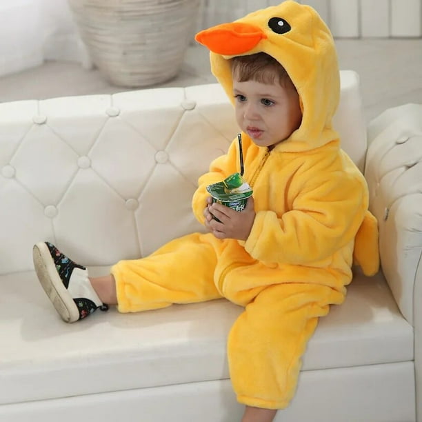 Niño pequeño Disfraz de pato amarillo Niños lindo disfraz de animal siamés  con capucha Halloween