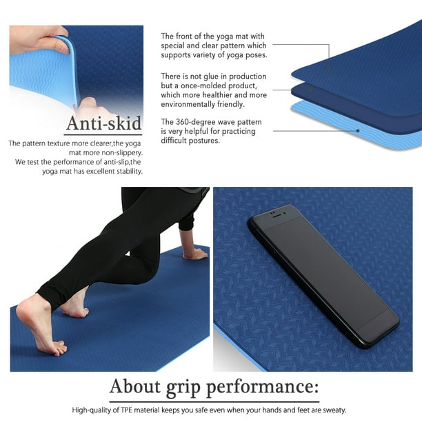Esterilla de yoga TFixol de 6 mm de grosor, esterilla antideslizante para  ejercicios de Pilates de 72 x 24 pulgadas
