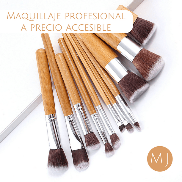 Kit de 11 Brochas para Maquillaje Profesional Brochas de Bamb