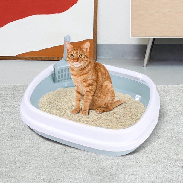 Caja de arena para gatos Elevación Semicerrada Fácil de limpiar Inodoro  para gatos de lados altos Rosado Yuyangstore Bandeja de arena para gatos