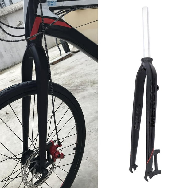  QHIYRZE Horquilla rígida MTB de fibra de carbono de 26/27.5/29  pulgadas, horquilla de bicicleta de montaña recta 1-1/8, freno de disco de  horquilla delantera QR de 0.354 in (color negro, 26