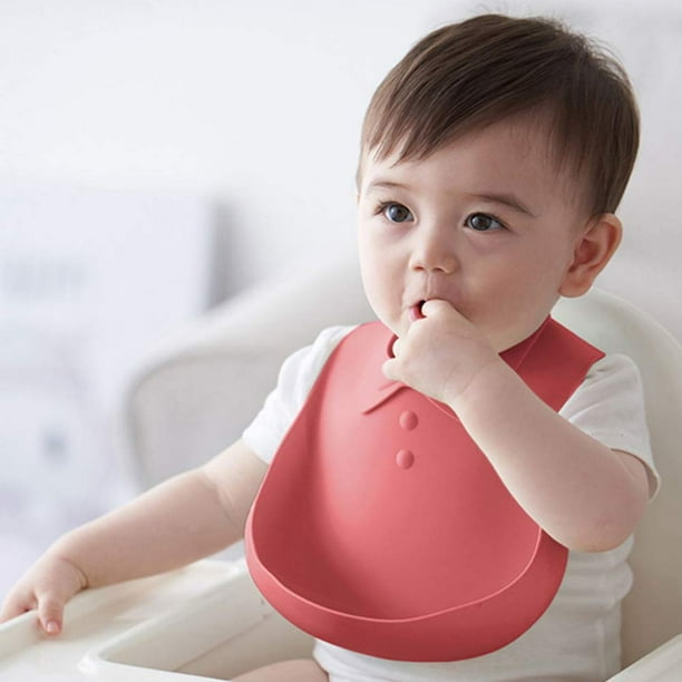 Moonkie Juego de 2 baberos de silicona para bebé, sin BPA, impermeables,  suaves, duraderos, ajustables, baberos de silicona para bebés y niños