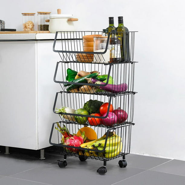 Carrito de almacenamiento de cocina, estante para grietas de cocina,  carrito de múltiples capas para frutas y verduras, estante estrecho para