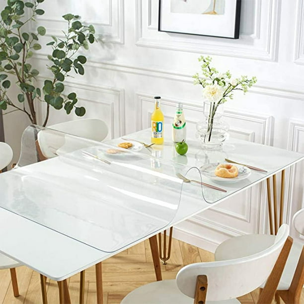  QREA Mantel transparente para escritorio, protector transparente  de mesa, 0.039 in de PVC de vidrio suave para comedor, mesa de comedor, mesa  de madera, 59.1 x 59.1 in : Hogar y Cocina