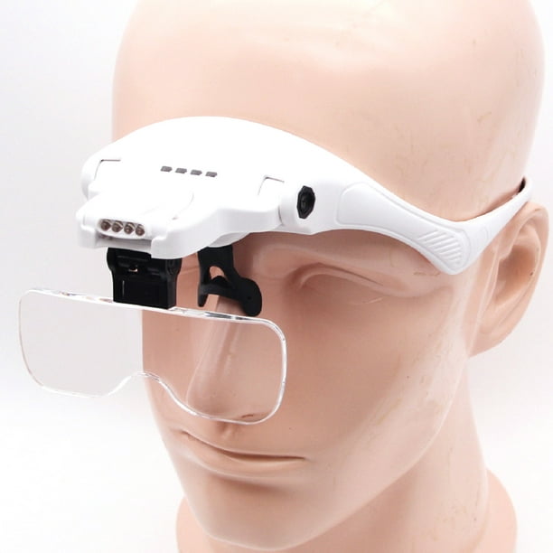 Lupa de gafas, cabeza con lupa con luz LED para reparación de lectura