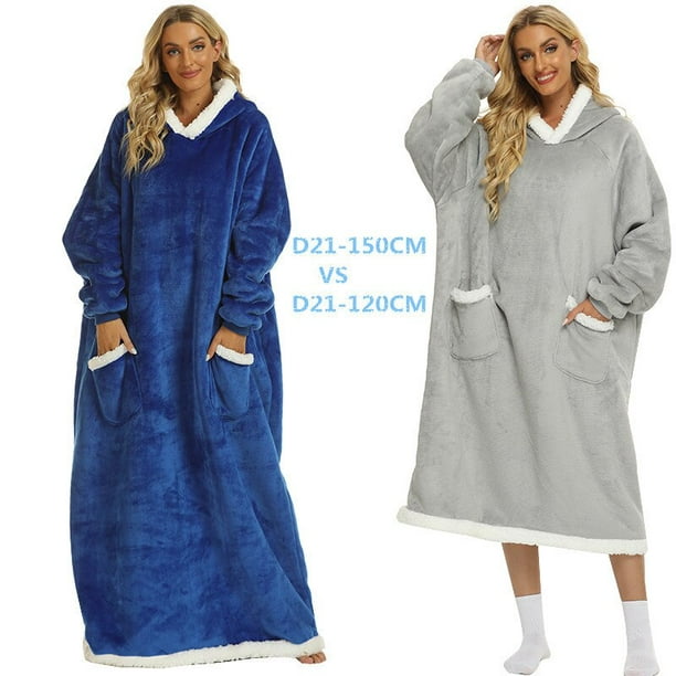 Manta de franela superlarga con mangas para hombre y mujer, Sudadera con  capucha de invierno, jersey BANYUO