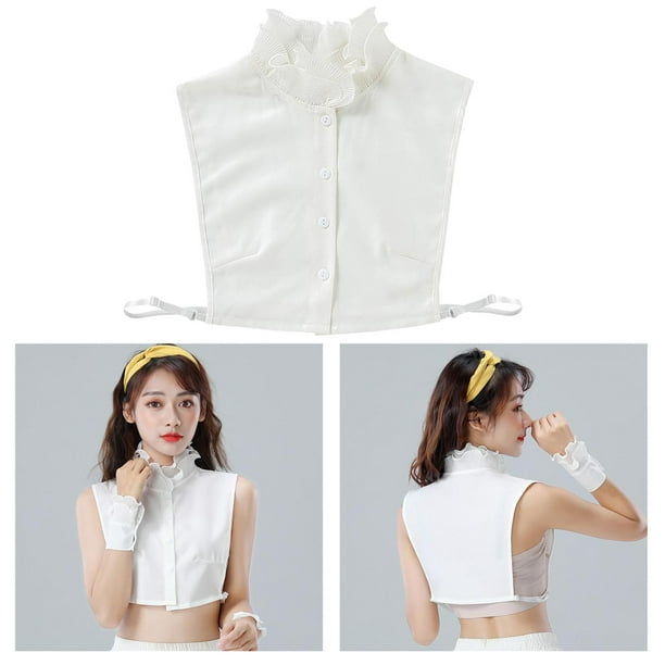 DNLKWGO 2 piezas de blusa de cuello falso desmontable con cuello sintético,  cuello de imitación para mujeres y niñas