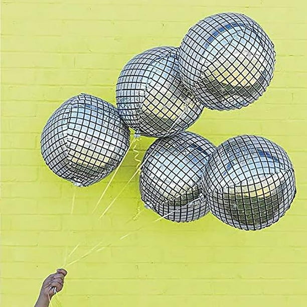 4 globos gigantes de arcoíris para decoración – Globos grandes de papel  metálico redondo de 360 grados de 22 pulgadas, esfera 4D Mylar espejo  globos